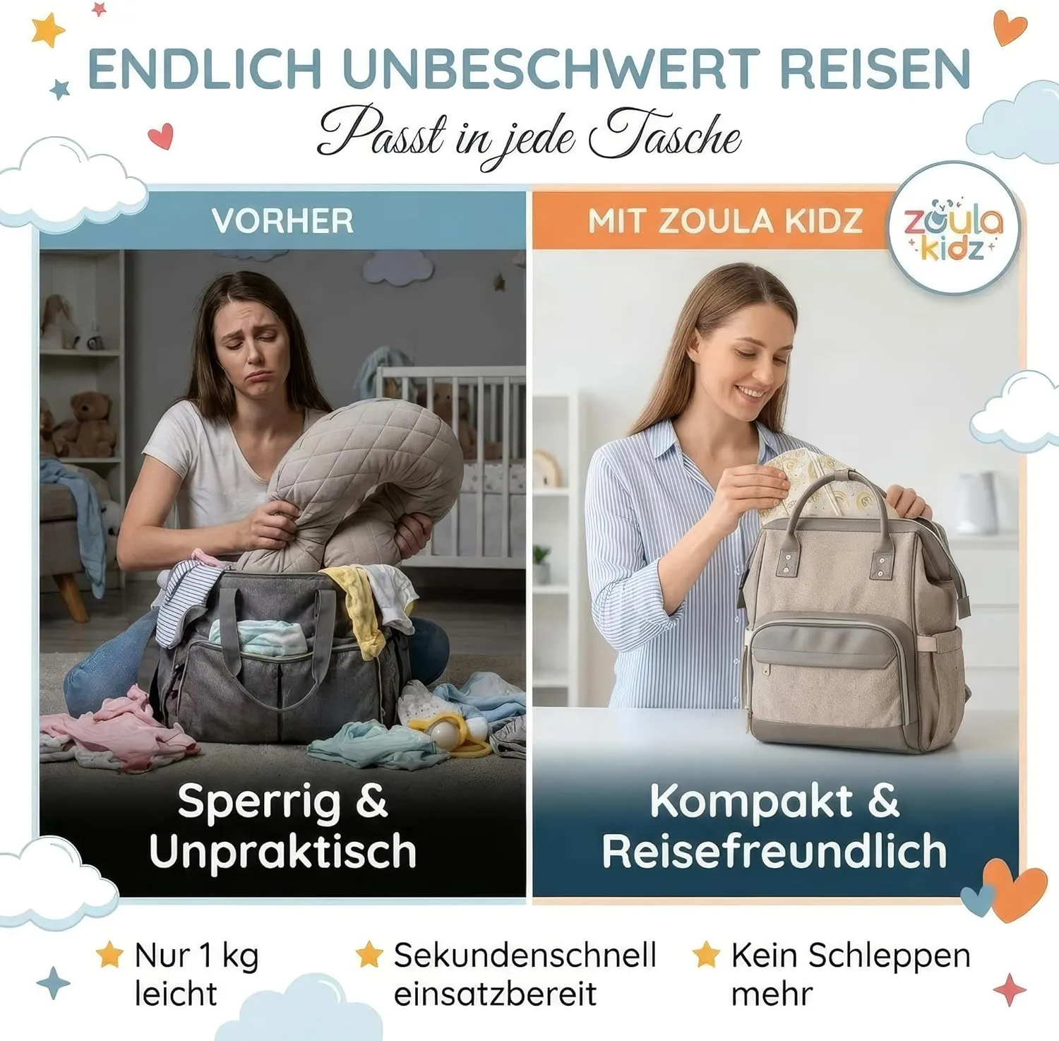 Kompakt und reisefreundlich – das Stillkissen passt in jede Tasche